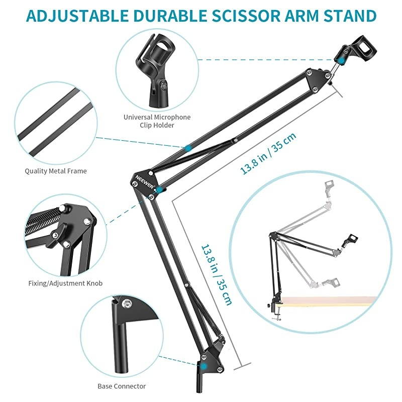 Condenser Microphone Bundle Upgraded NW700 Professional Cardioid Studio MicAdjustable Suspension Scissor Arm StandShock MountPop FilterUSB Sound Card for Studio Recording Broadcasting