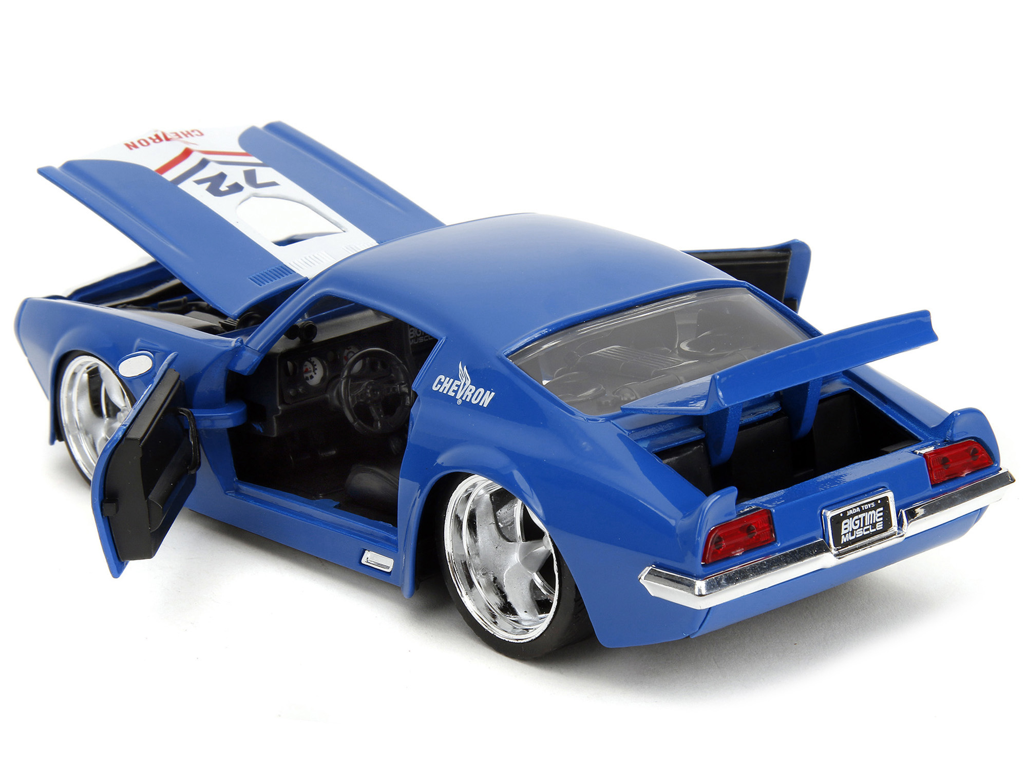 1972 Pontiac Firebird #72 Blue with White Stripe "Chevron" "Bigtime Muscle" Series 1/24 Diecast Model Car by Jada