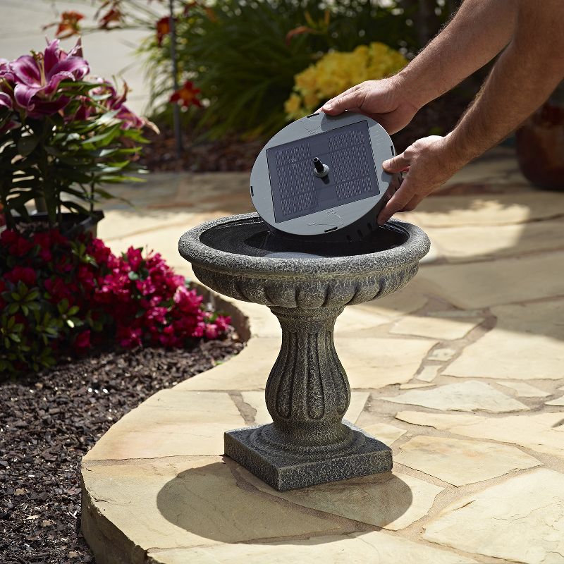 2" H Aquanura Polyresin Solar Birdbath Insert Gray - Smart Living