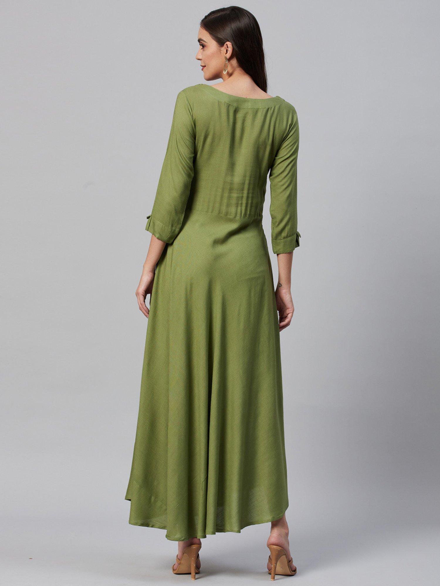 HIGHLIGHT FASHION EXPORT Green Embellished Maxi Dress