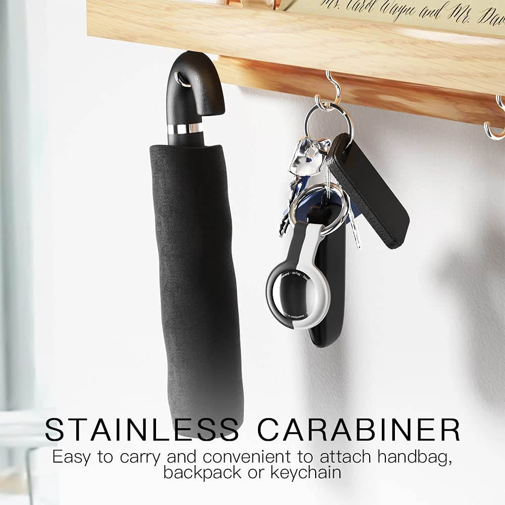 AWINNER Compatible for AirTag Case Keychain Accessories ,Silicone Protective Cover Secure Holder with Key Ring (Red/White)