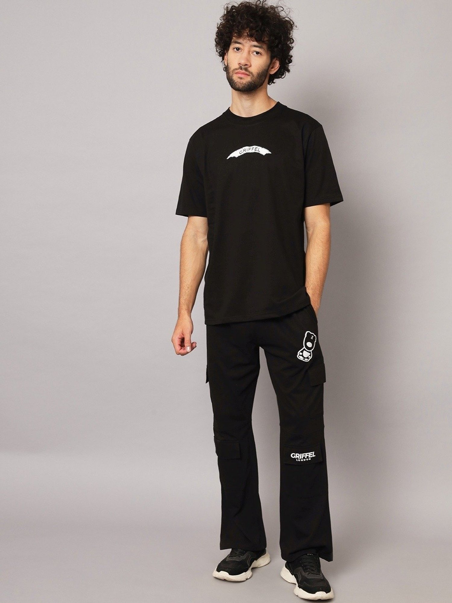 Griffel Black Cotton Loose Fit Printed Co-Ord Set