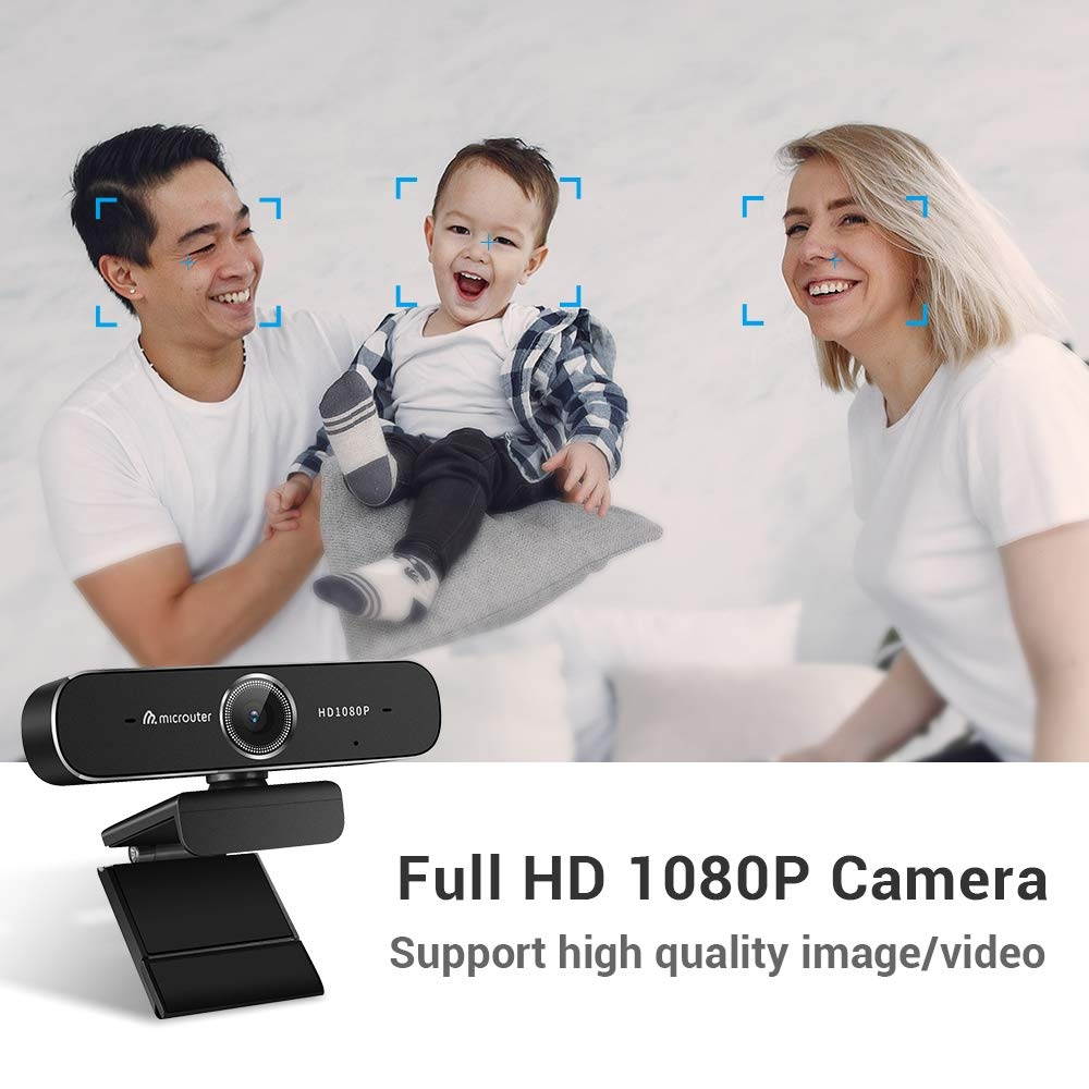 1080p USB Webcam with H.264 Video Compression & Privacy Cover, Streaming Camera, Plug & Play, Auto Focus for Conference, Gaming, Online Classes