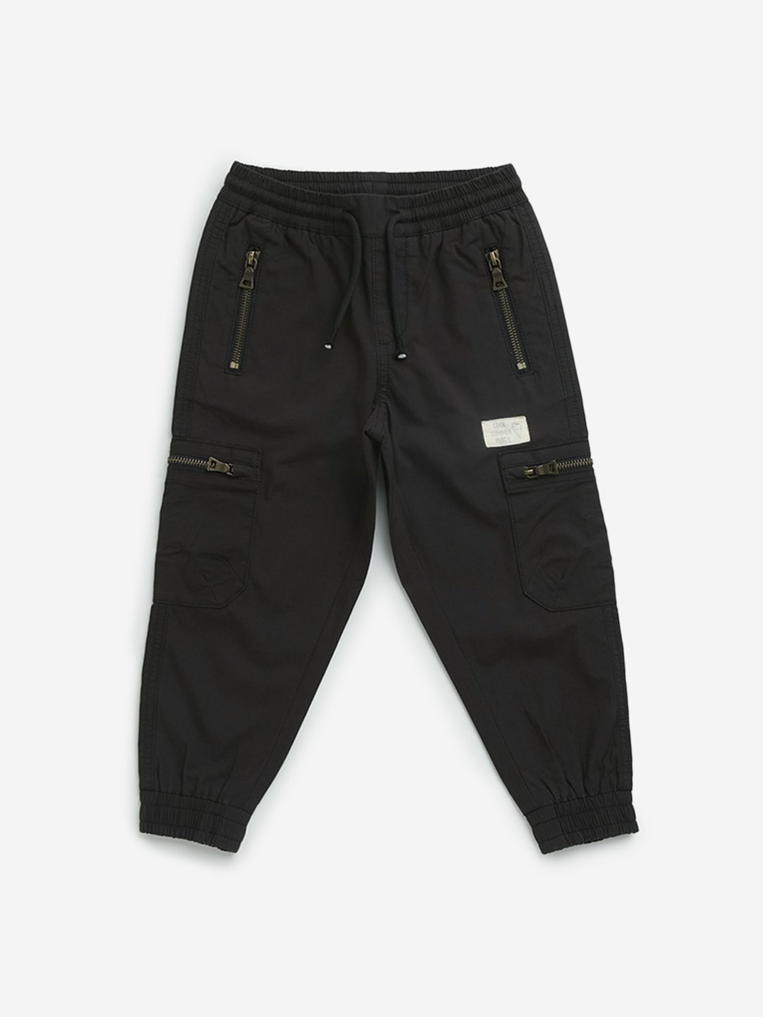 HOP Kids by Westside Black Mid-Rise Cotton Blend Cargo Joggers