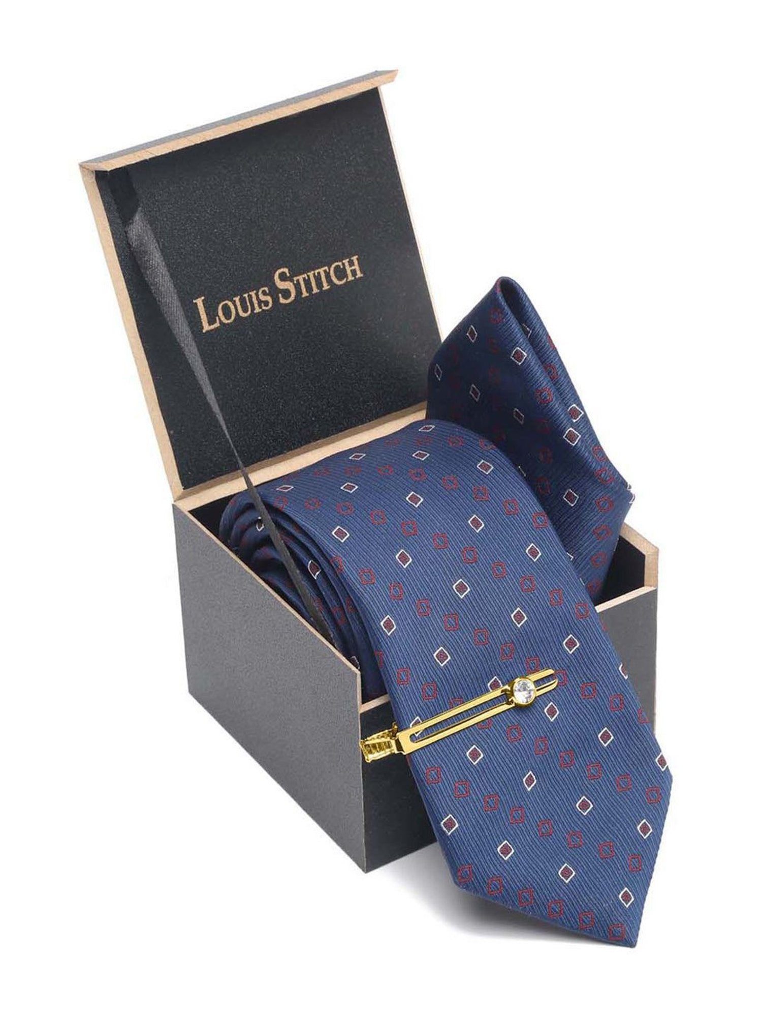 Louis Stitch Blue Textured Necktie Gift Set - Set of 3