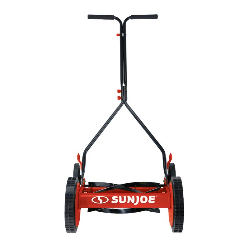 Sun Joe MJ503M-RED Manual Reel Mower | 14-Inch | Quad Wheel | 9-Position (Red)