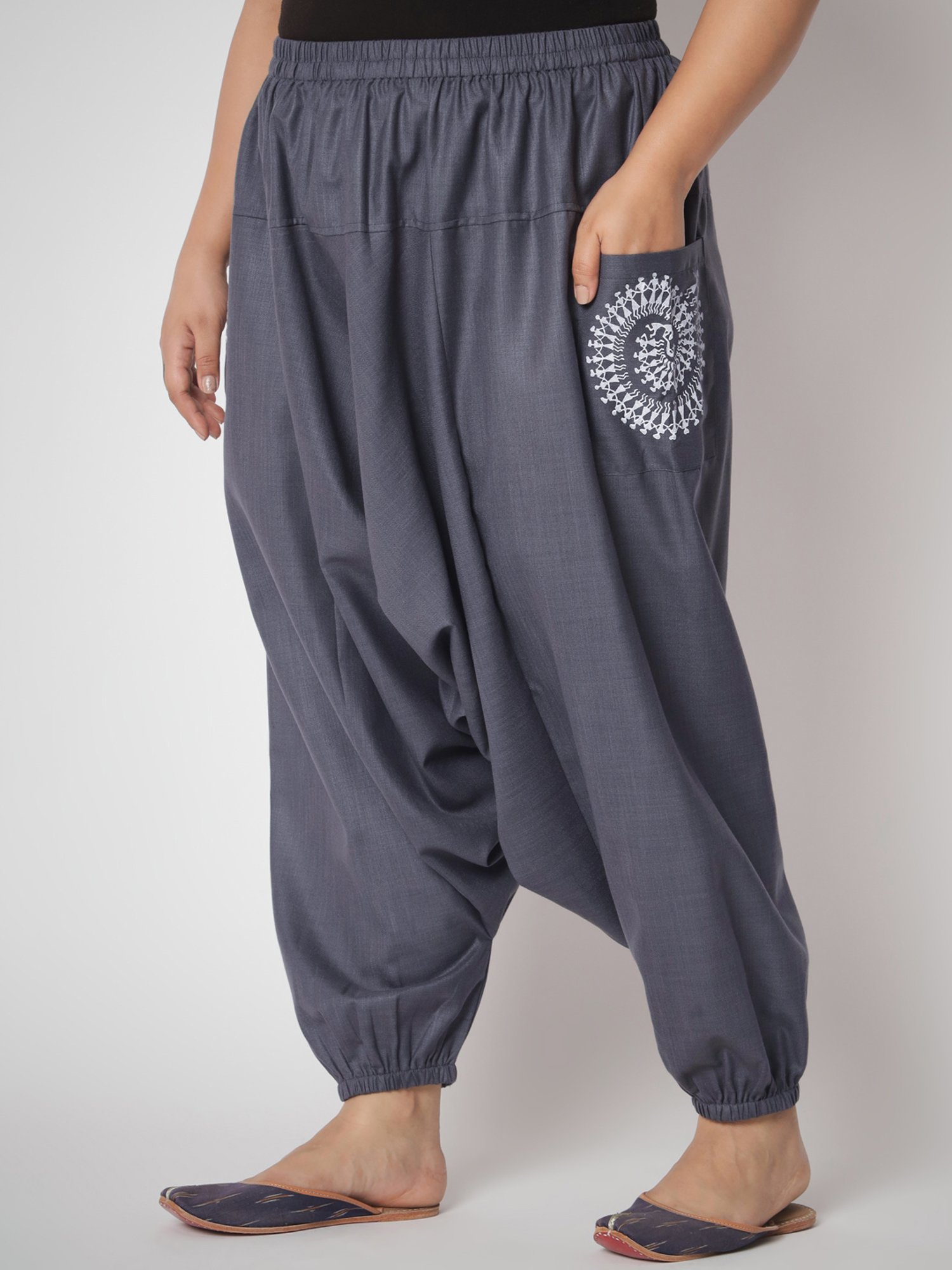 9rasa Grey Printed Plus Size Pants