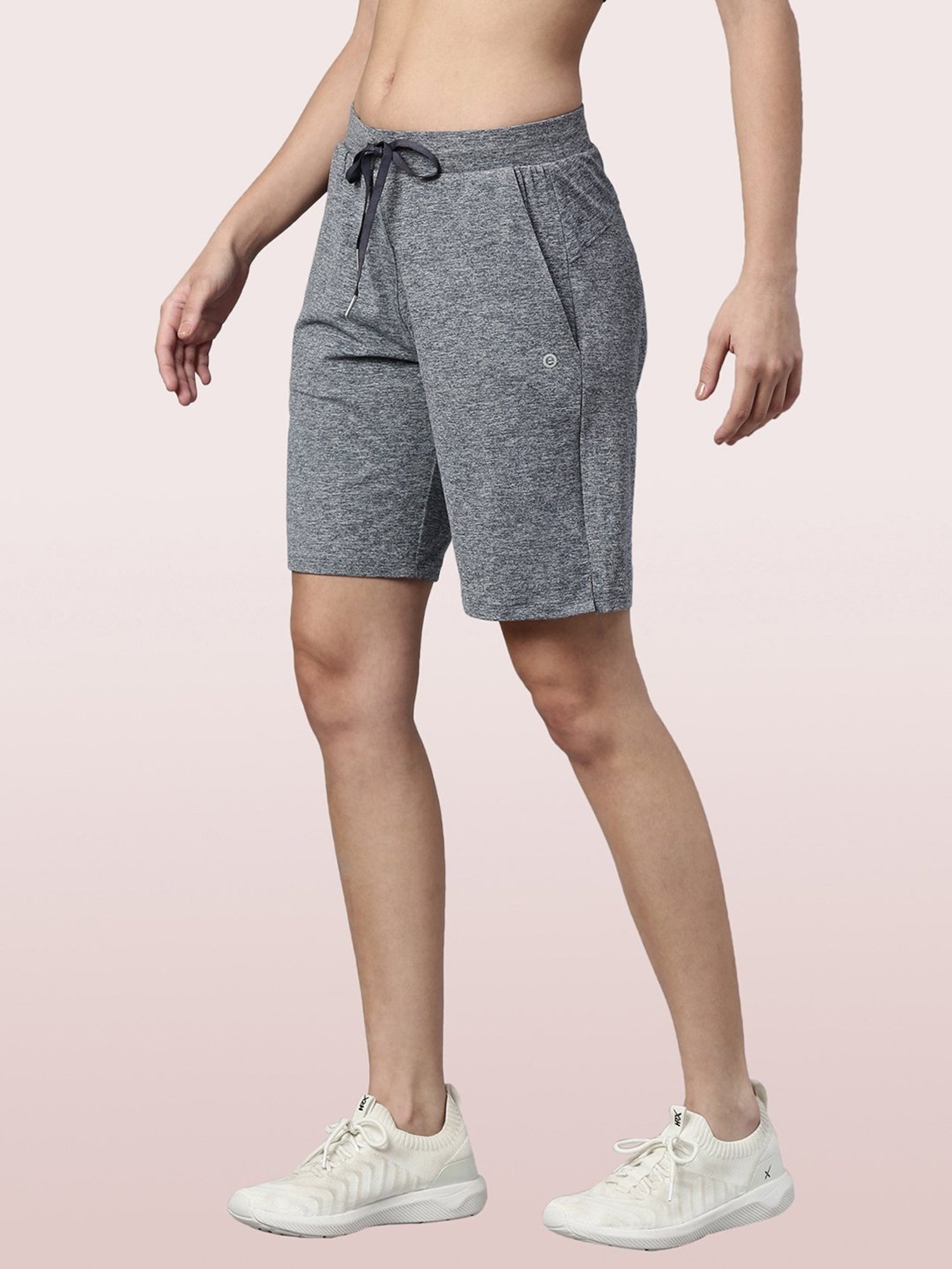 Enamor Light Grey Relaxed Fit Shorts