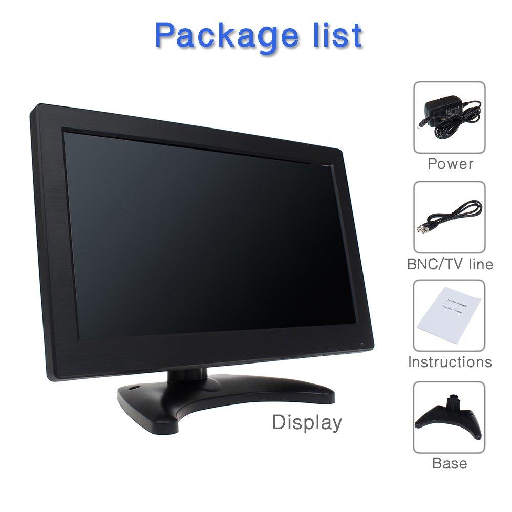 Eyoyo 12" Inch TFT LCD Monitor with AV HDMI BNC VGA Input 1366x768 Portable Mini HD Color Screen Display with Built-in Speaker
