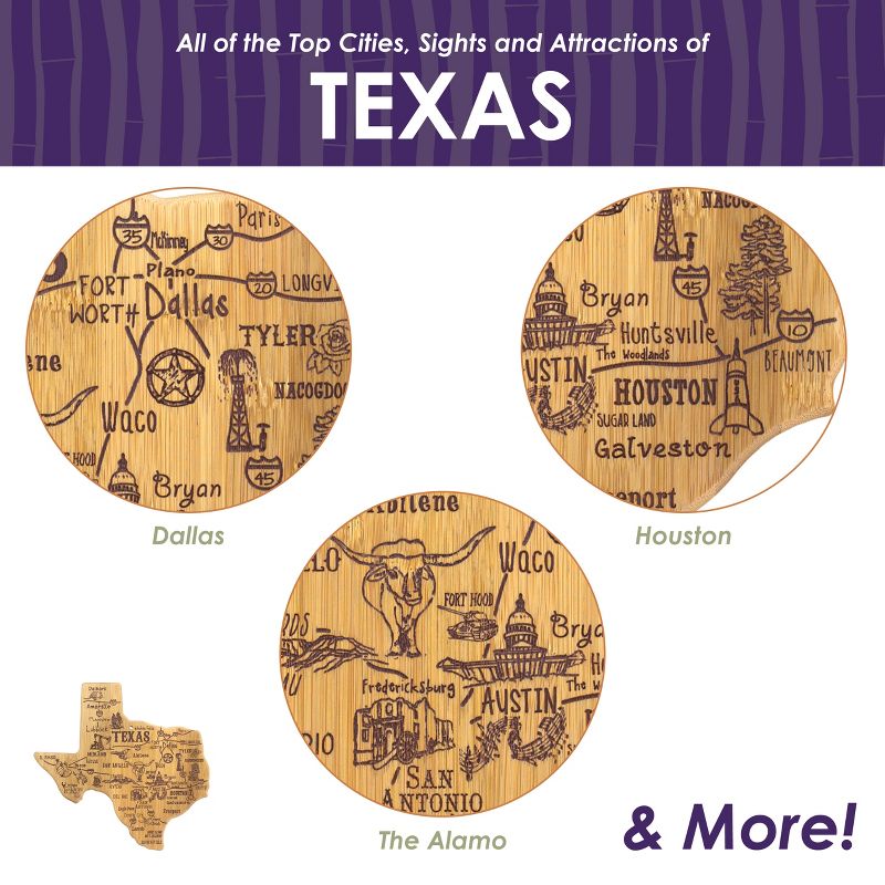 Totally Bamboo Destination Texas Cutting Board 14" x 13.5"