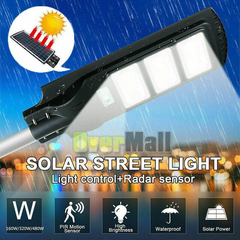 Waterproof Commercial 9900000LM LED Solar Street Light Dusk-to-Dawn+Remote+Pole