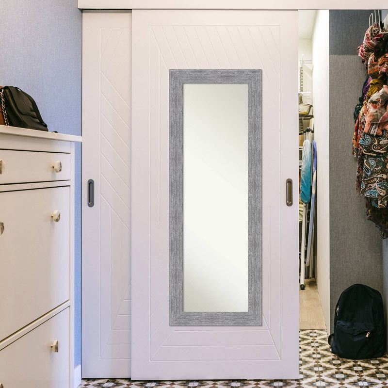 19" x 53" Bark Rustic Framed On the Door Mirror Gray - Amanti Art