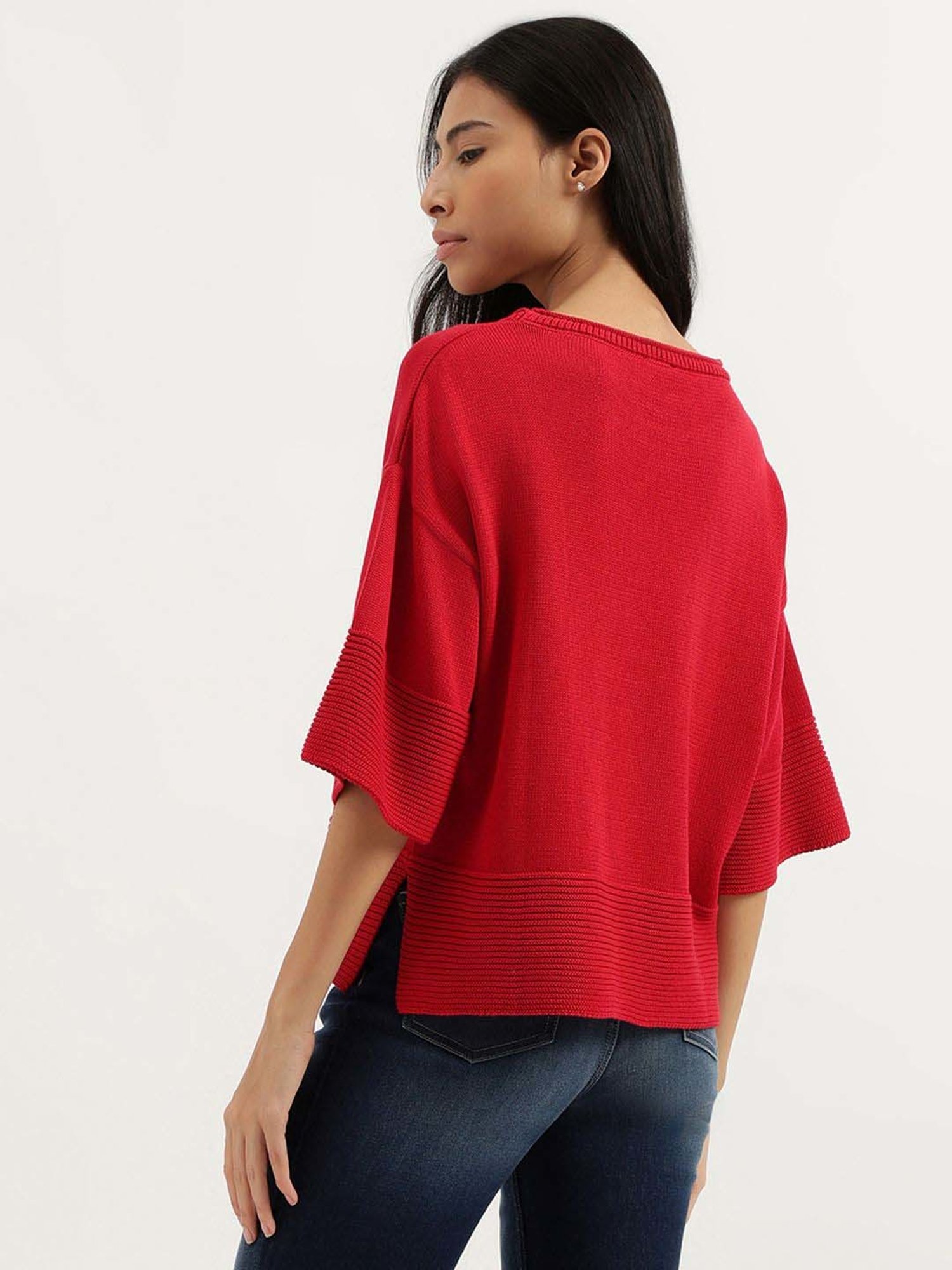 United Colors of Benetton Red Cotton Logo Work Top