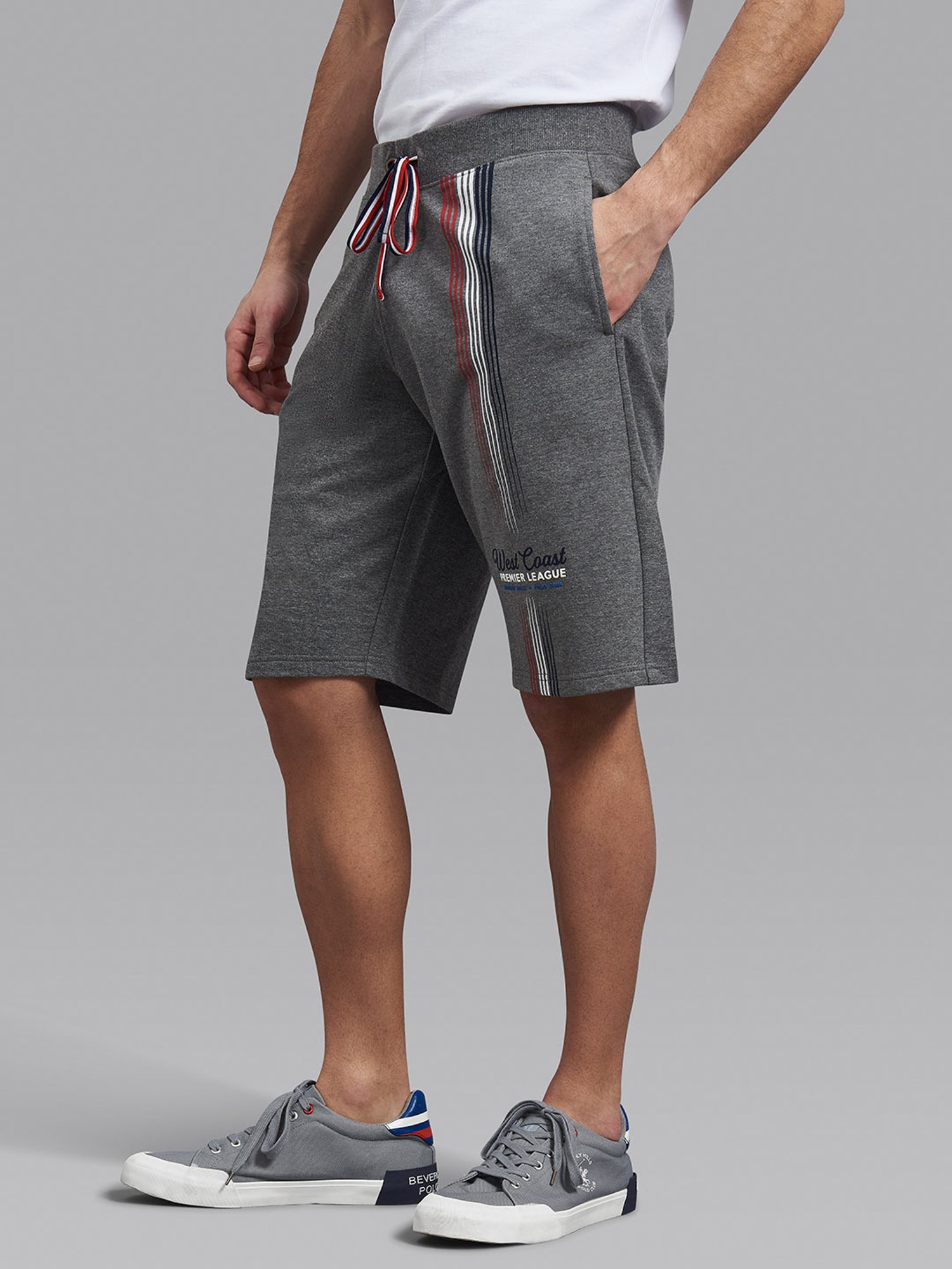 Beverly Hills Polo Club Ash Grey Cotton Regular Fit Printed Shorts
