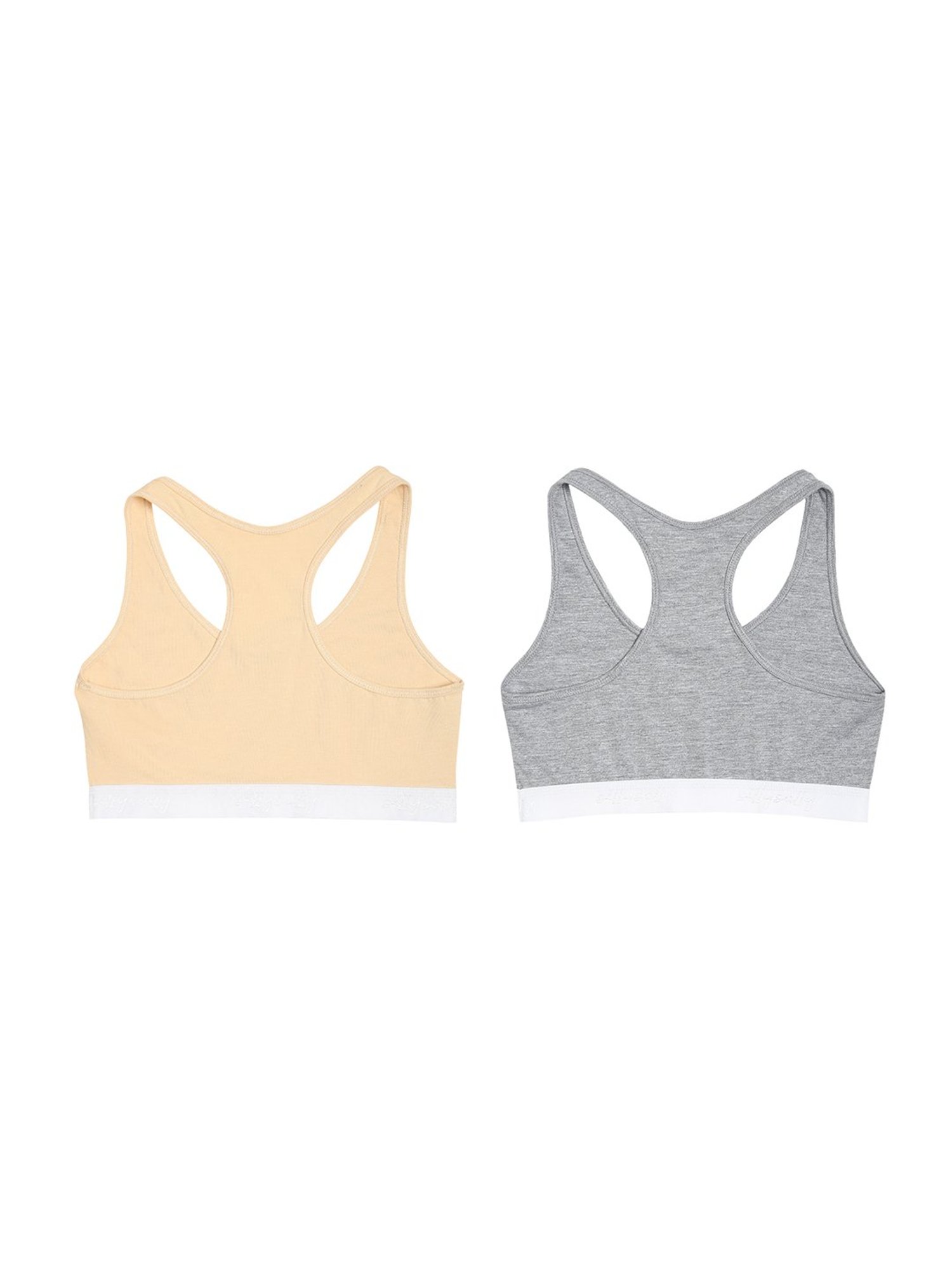 Sillysally Kids Solid Beige & Grey Bra (Pack Of 2)