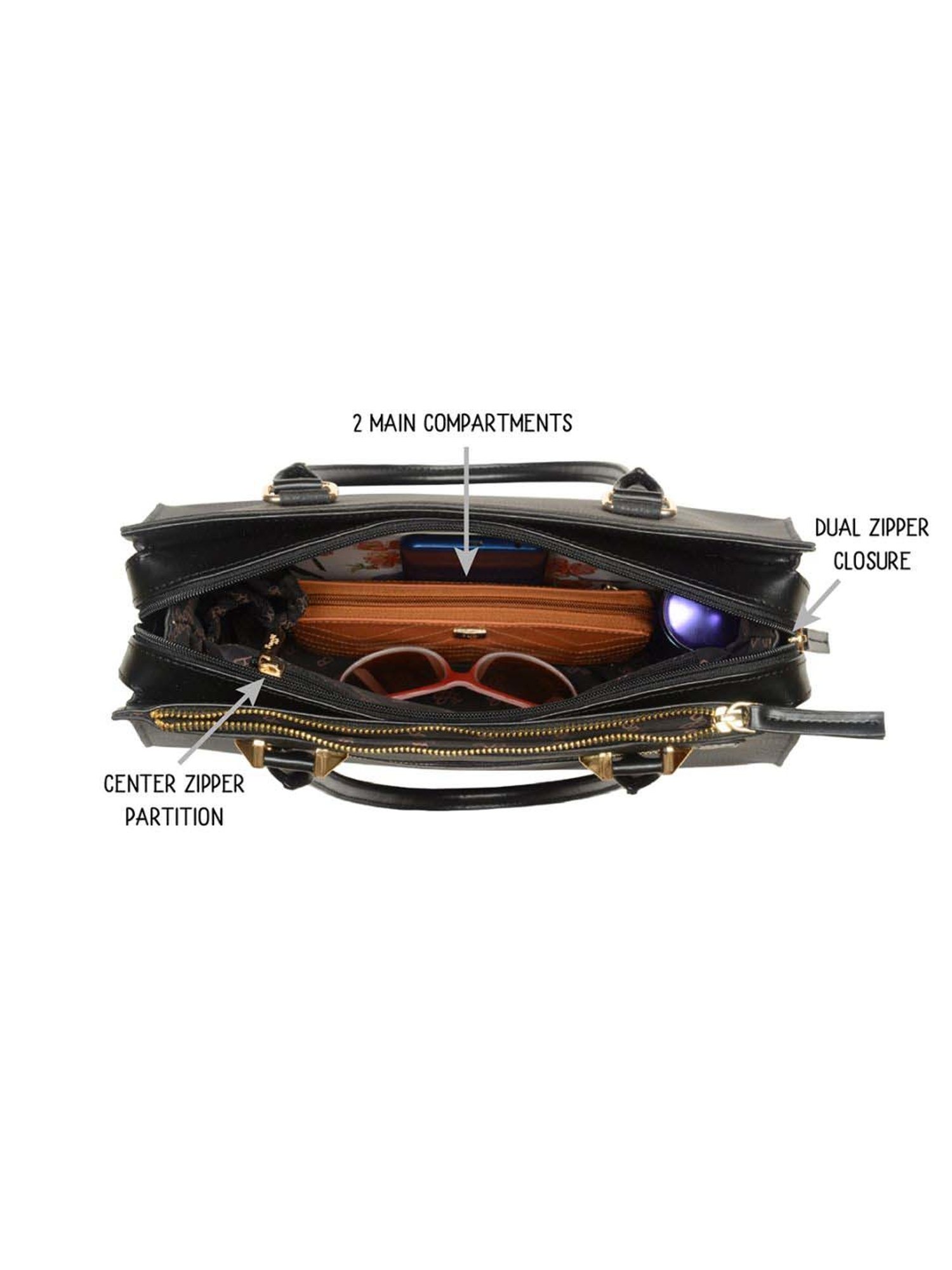 Baggit Black PVC Solid Tote Handbag