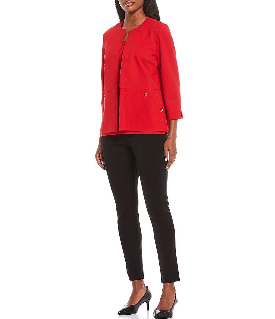 Misook Bracelet Sleeve Studded Pocket Ponte Jacket