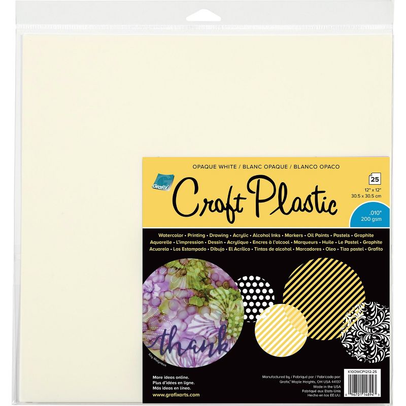 Grafix Craft Plastic Sheets 12"X12" 25/Pkg-Opaque White .010