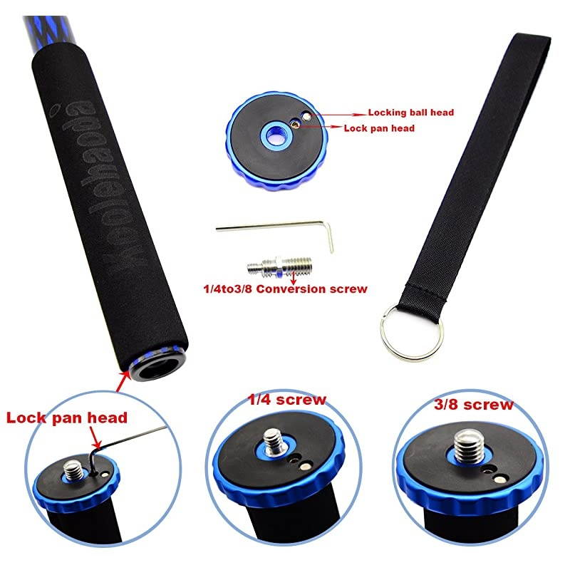 Camera Carbon Fiber Monopods, Light Weight 320g/0.7Ibs,Max Length: 166CM/65.2inch (MP-255LC)