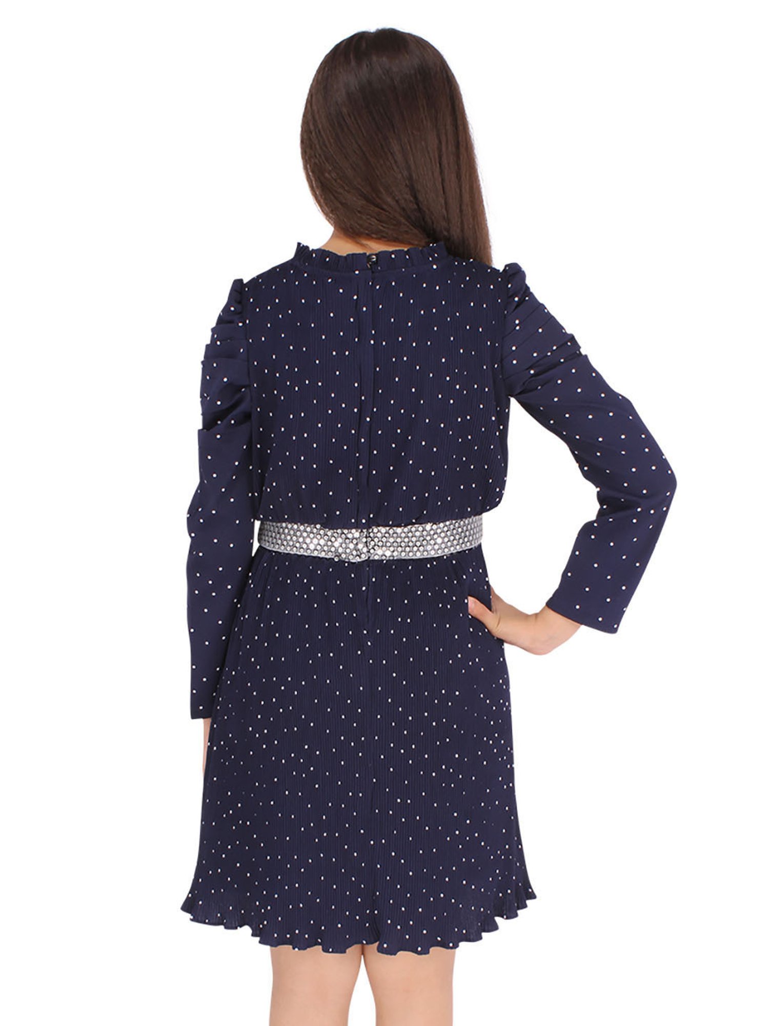 Cutecumber Kids Navy Printed Full Sleeves Dress