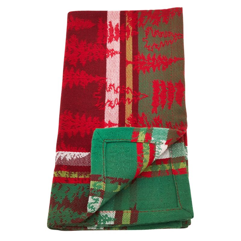 Saro Lifestyle Plaid Table Napkins With Christmas Tree Design (Set of 4)