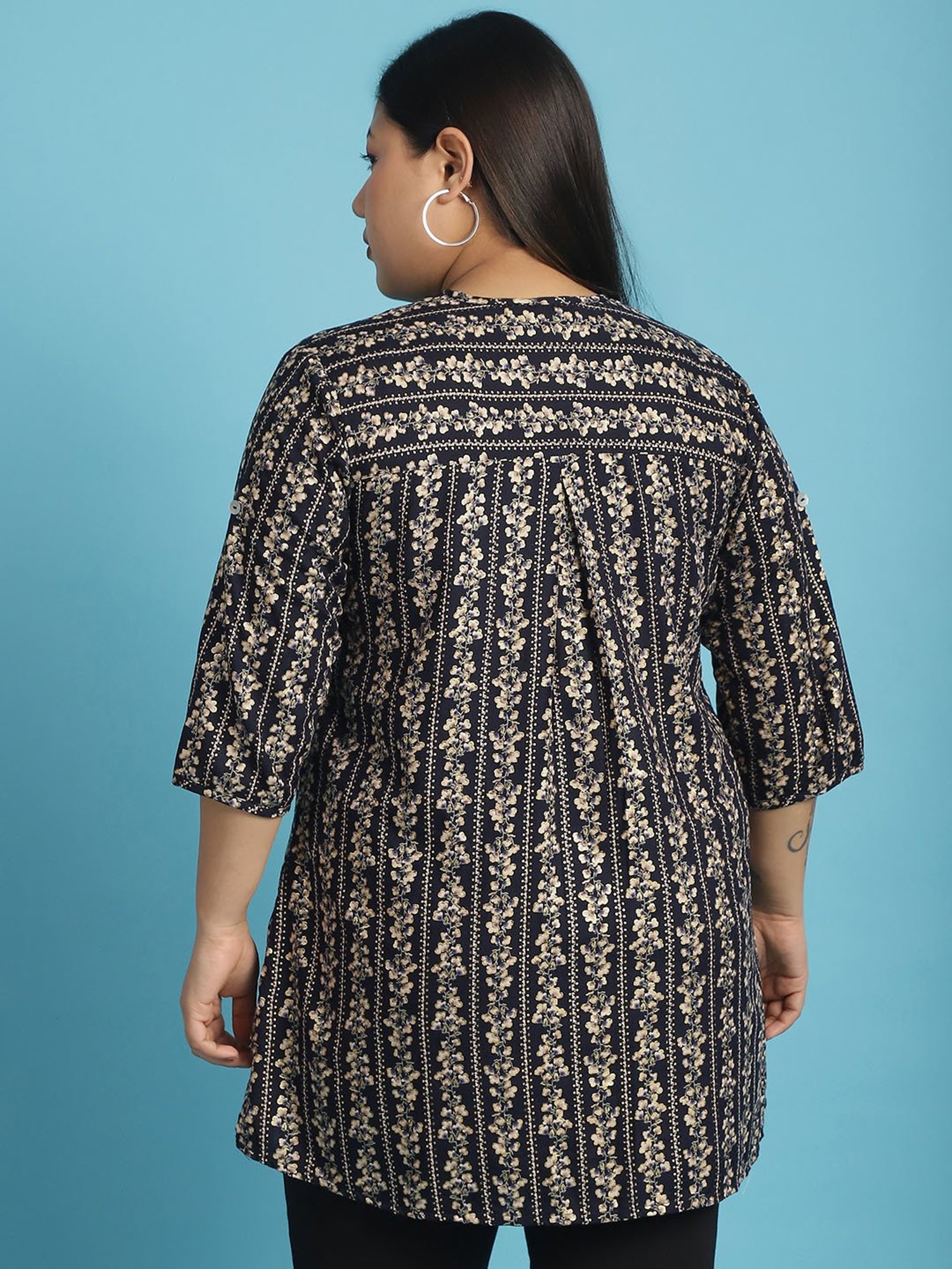 theRebelinme Navy Floral Print Shirt