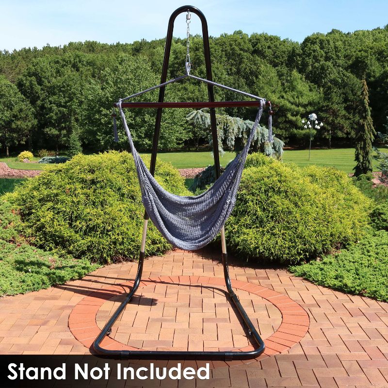 Sunnydaze Modern Boho Style Soft Spun Polyester Rope Hanging Caribbean XL Hammock Chair Swing - Gray