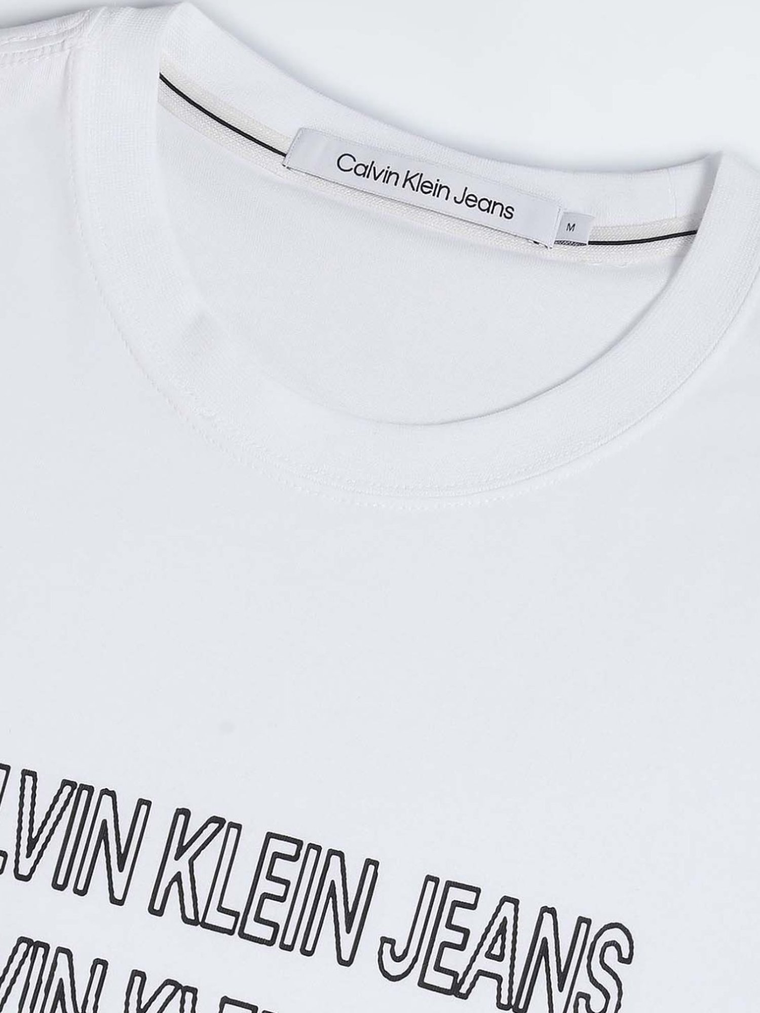 Calvin Klein Jeans Bright White Printed Regular Fit T-Shirt