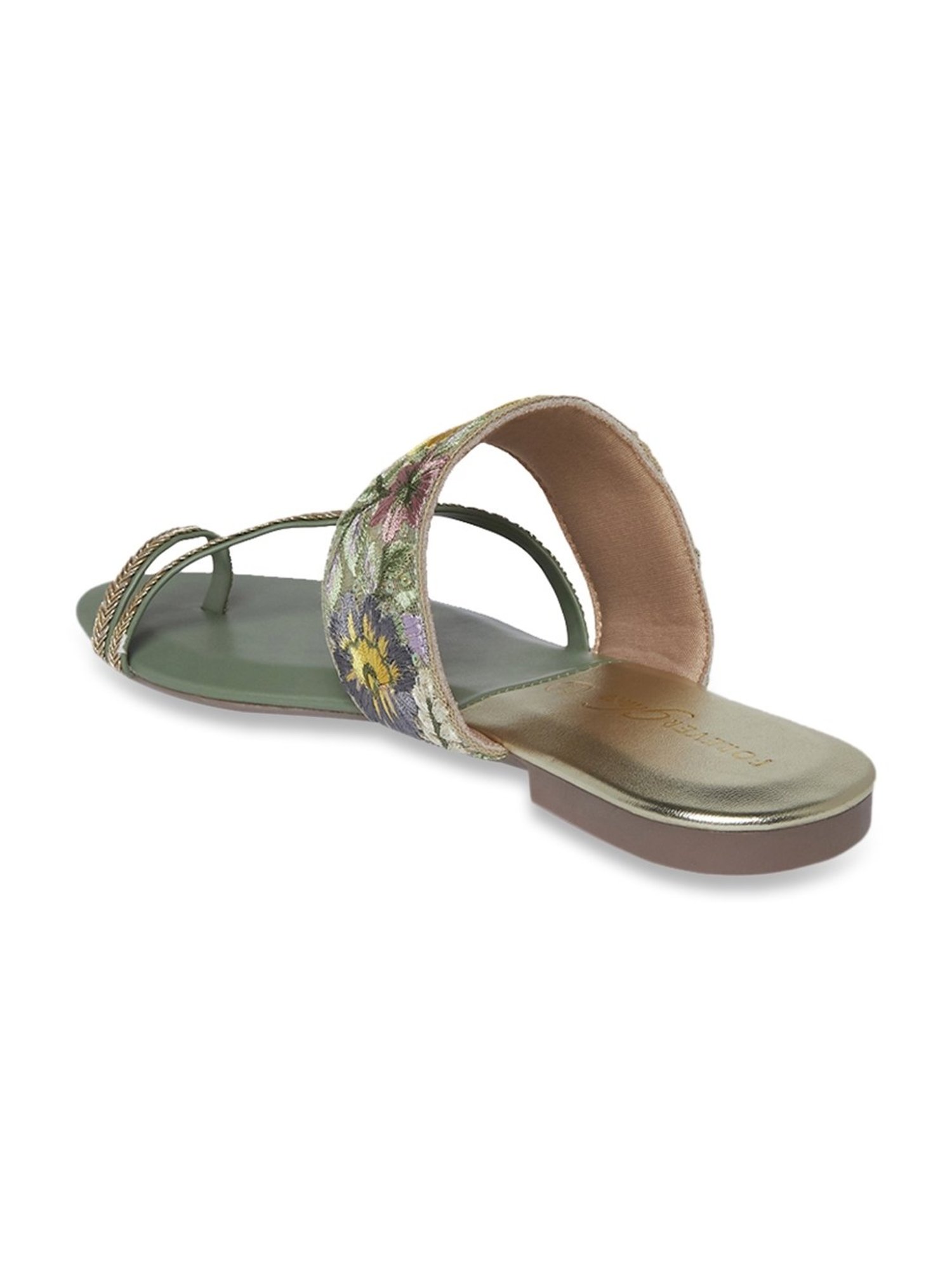 Forever Glam by Pantaloons Women's Green Toe Ring Sandals