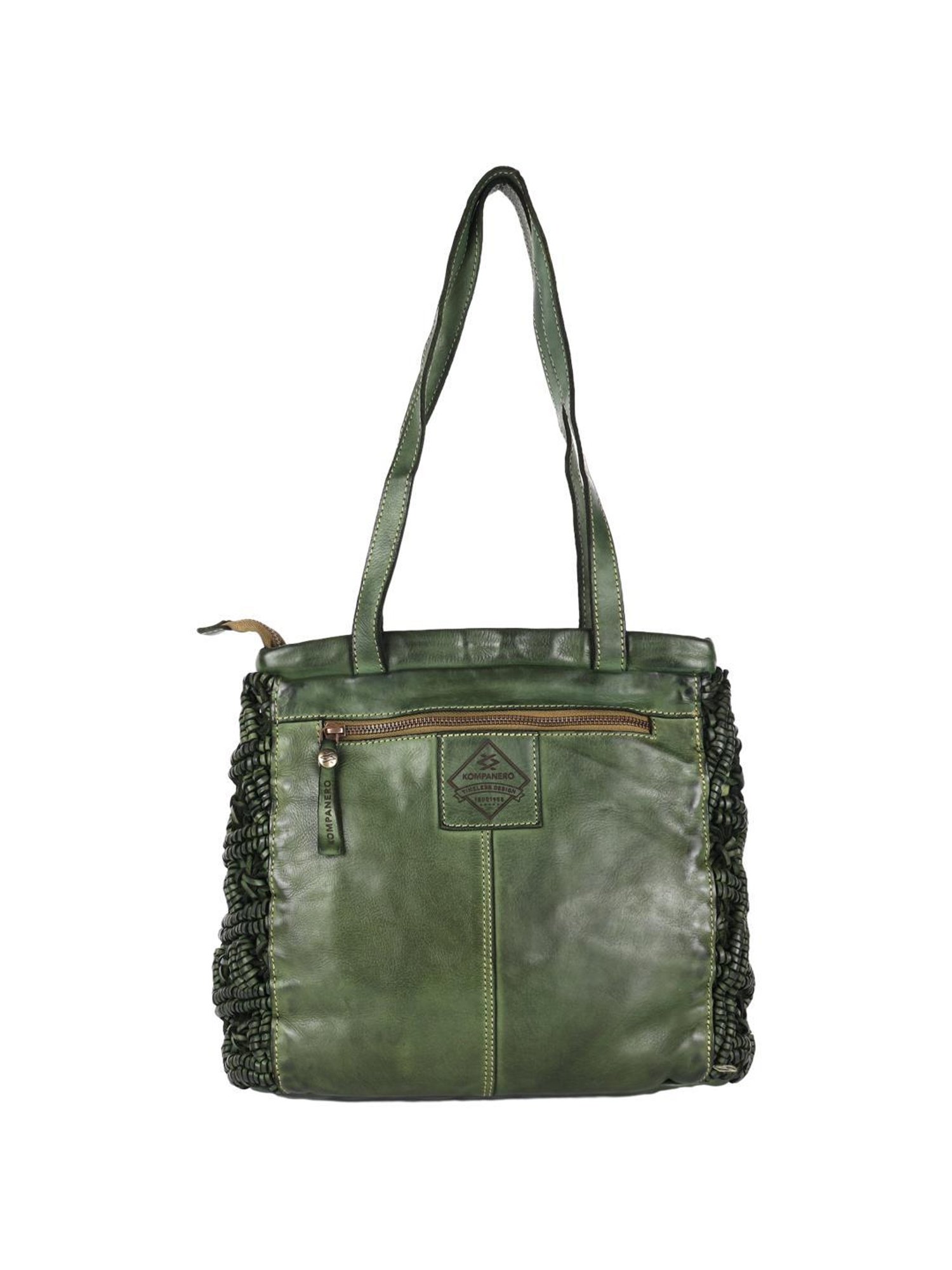 KOMPANERO Macrame Sage Textured Large Shoulder Handbag