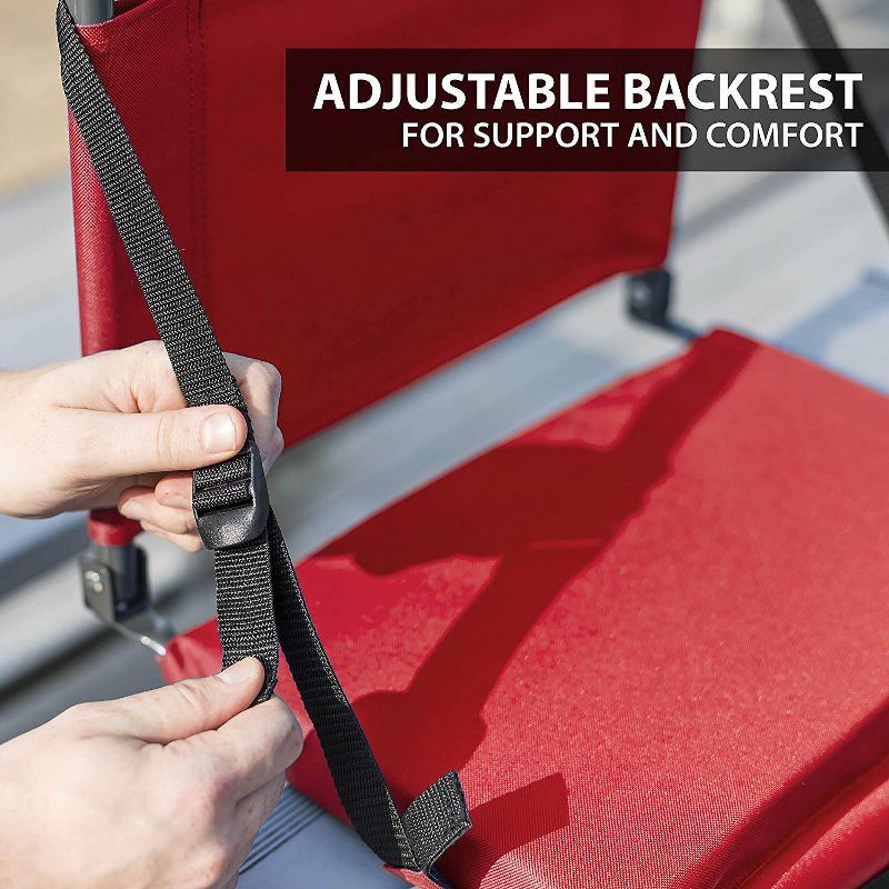 Eastpoint Sports Adjustable Bleacher Backrest Stadium Seat w/ Cup Holder, Red