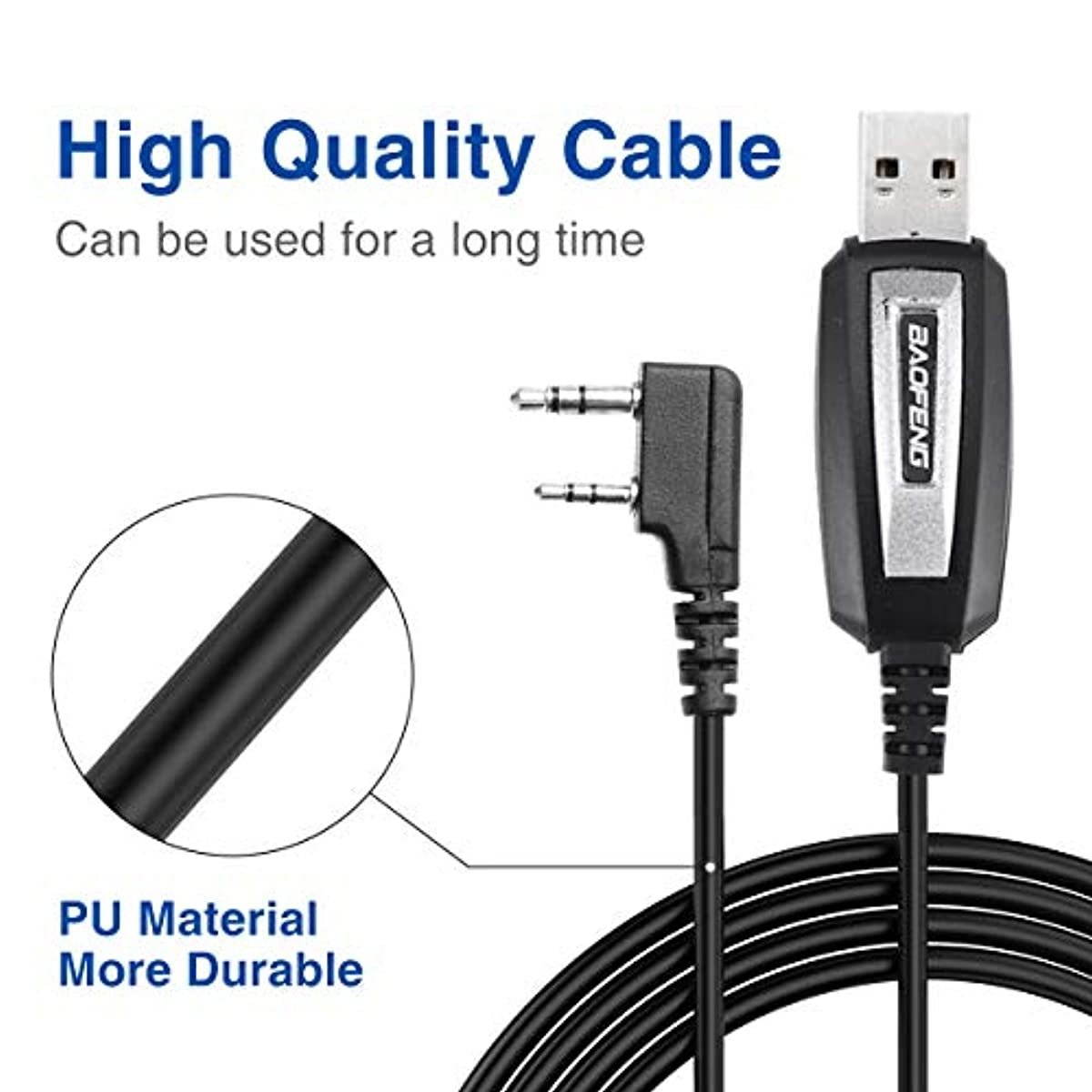 Baofeng USB Programming Cable CH340 Chip for Two Way Radio Baofeng UV-5R BF-F8HP GT-3TP BF-R3 BF-888S BF-82HP UV-9S Handheld ham Radio transceiver with Driver CD (Black-CH340)