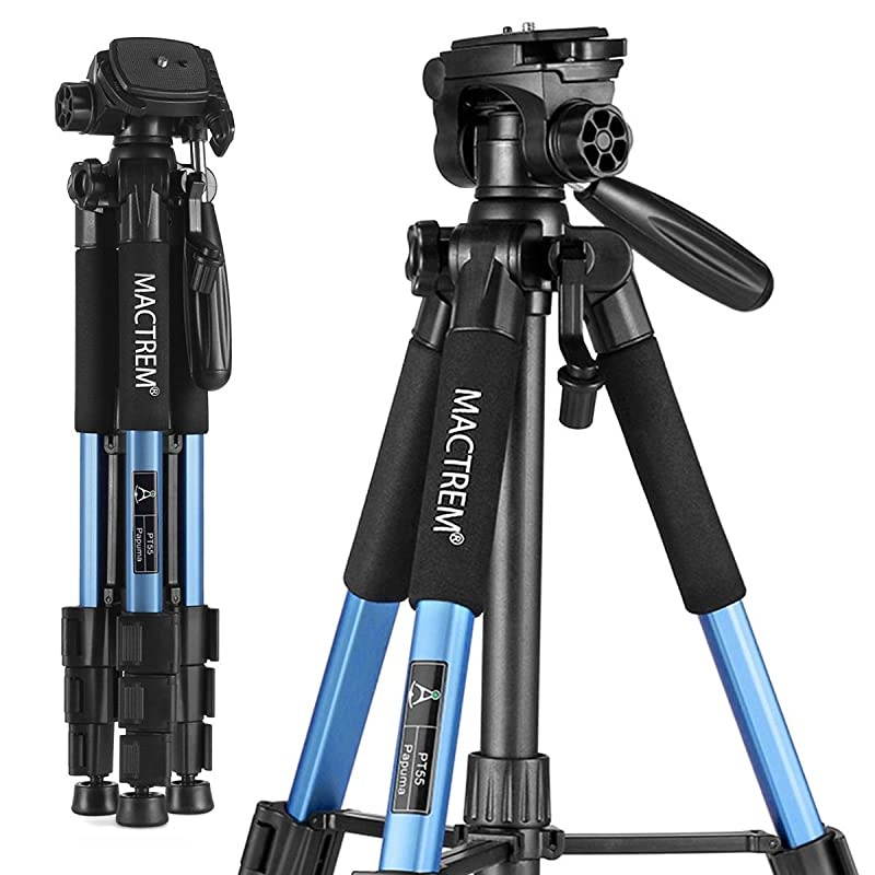 PT55 Travel Camera Tripod Lightweight Aluminum for DSLR SLR Canon Nikon Sony Olympus DV with Carry Bag 11 lbs5kg Load Blue