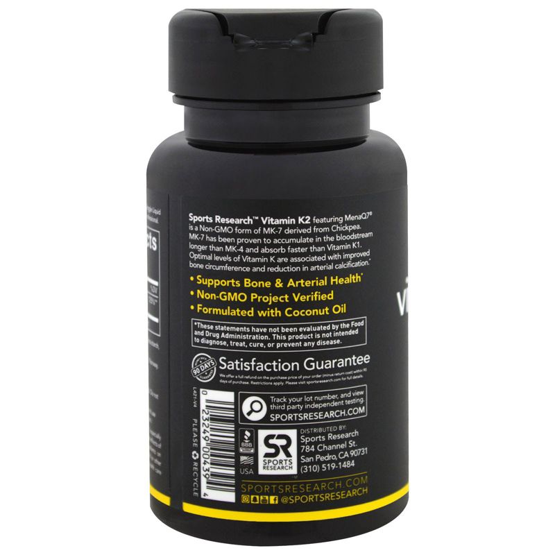 Sports Research Vitamin K2, 100 mcg, 60 Veggie Softgels,