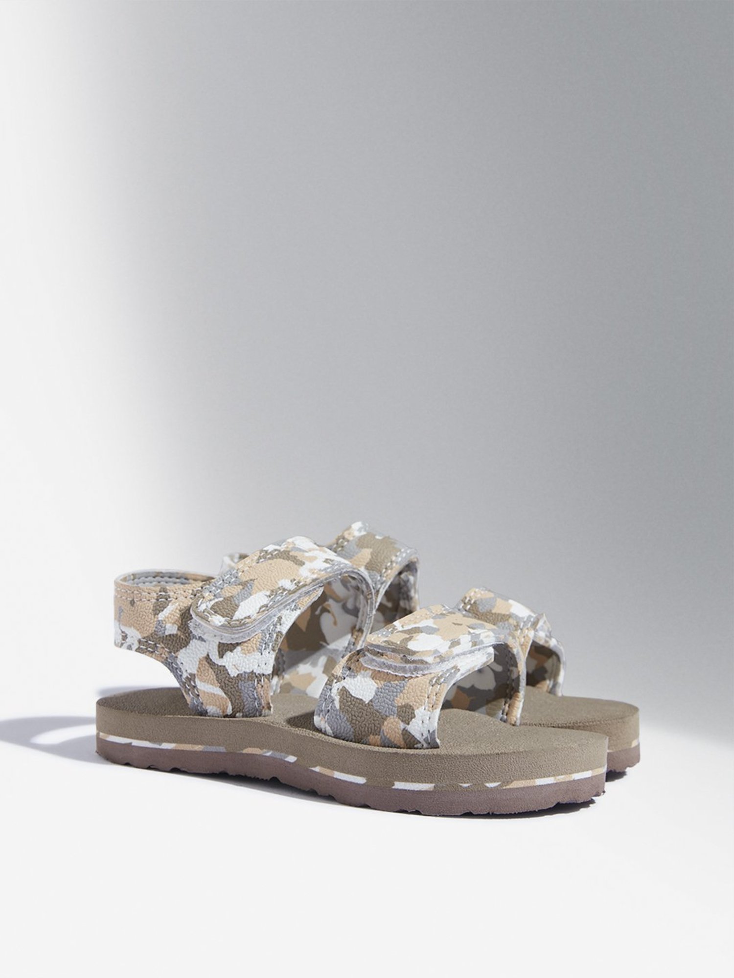 Yellow by Westside Taupe Camouflage Design Sandals