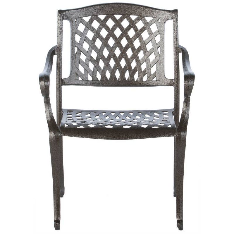 5pc Westbury Cast Aluminum Dining Set with Umbrella Hole Round Table & 4 Stackable Arm Chairs - Alfresco Home