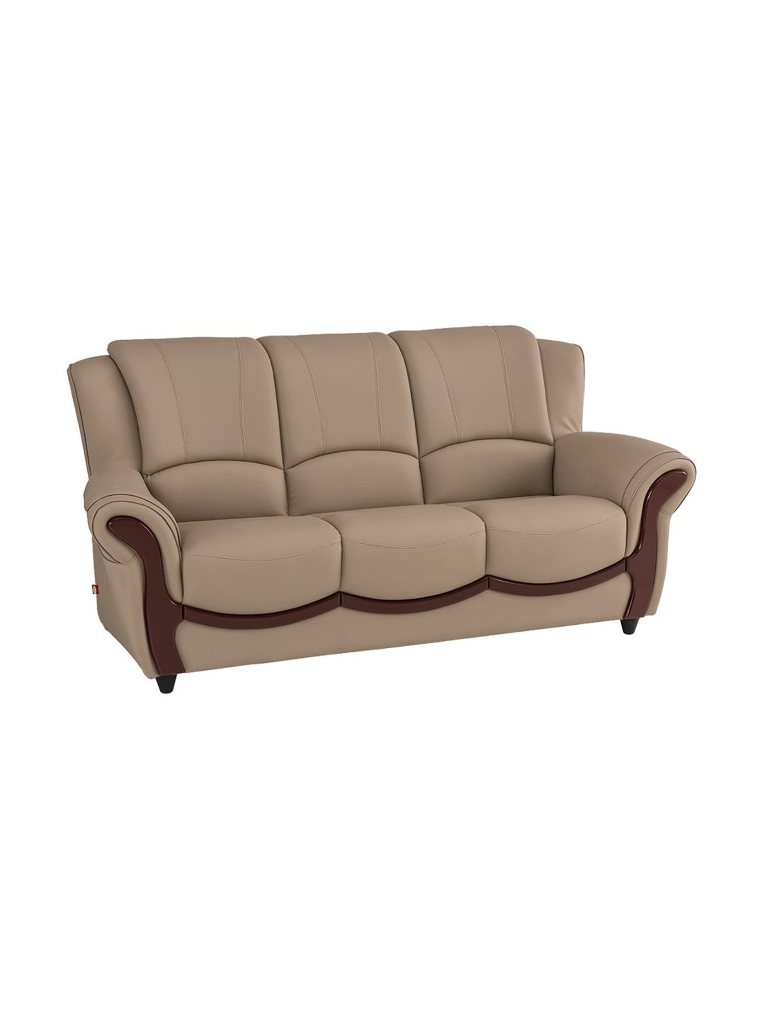 Durian Blos Brown Premium Leatherette 3 Seater Sofa