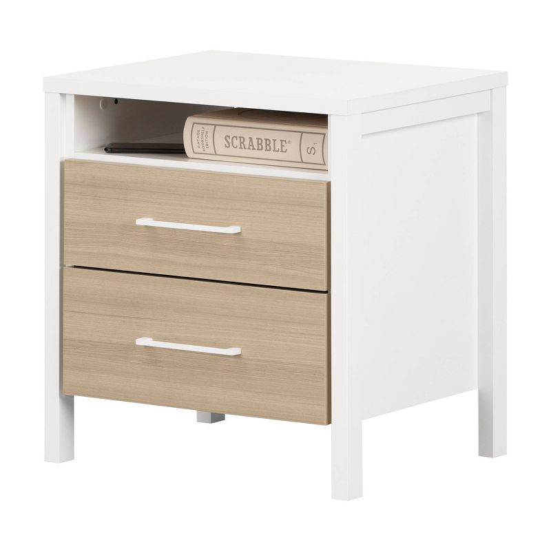 Munich 2 Drawer Nightstand - White/Soft Elm - South Shore