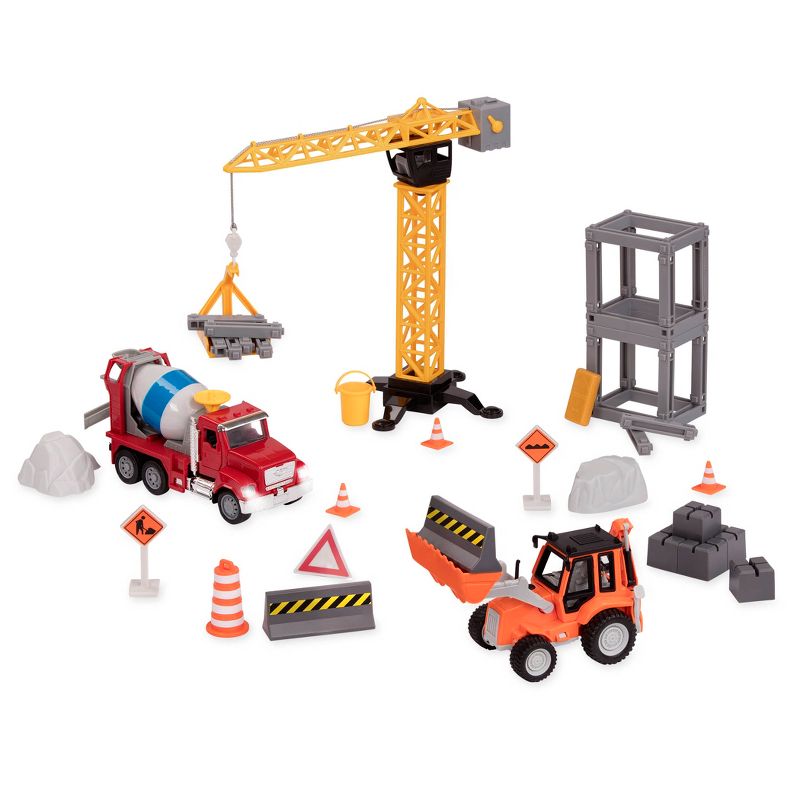 DRIVEN – Construction Playset with Toy Trucks and Crane (66pc) – Micro Series