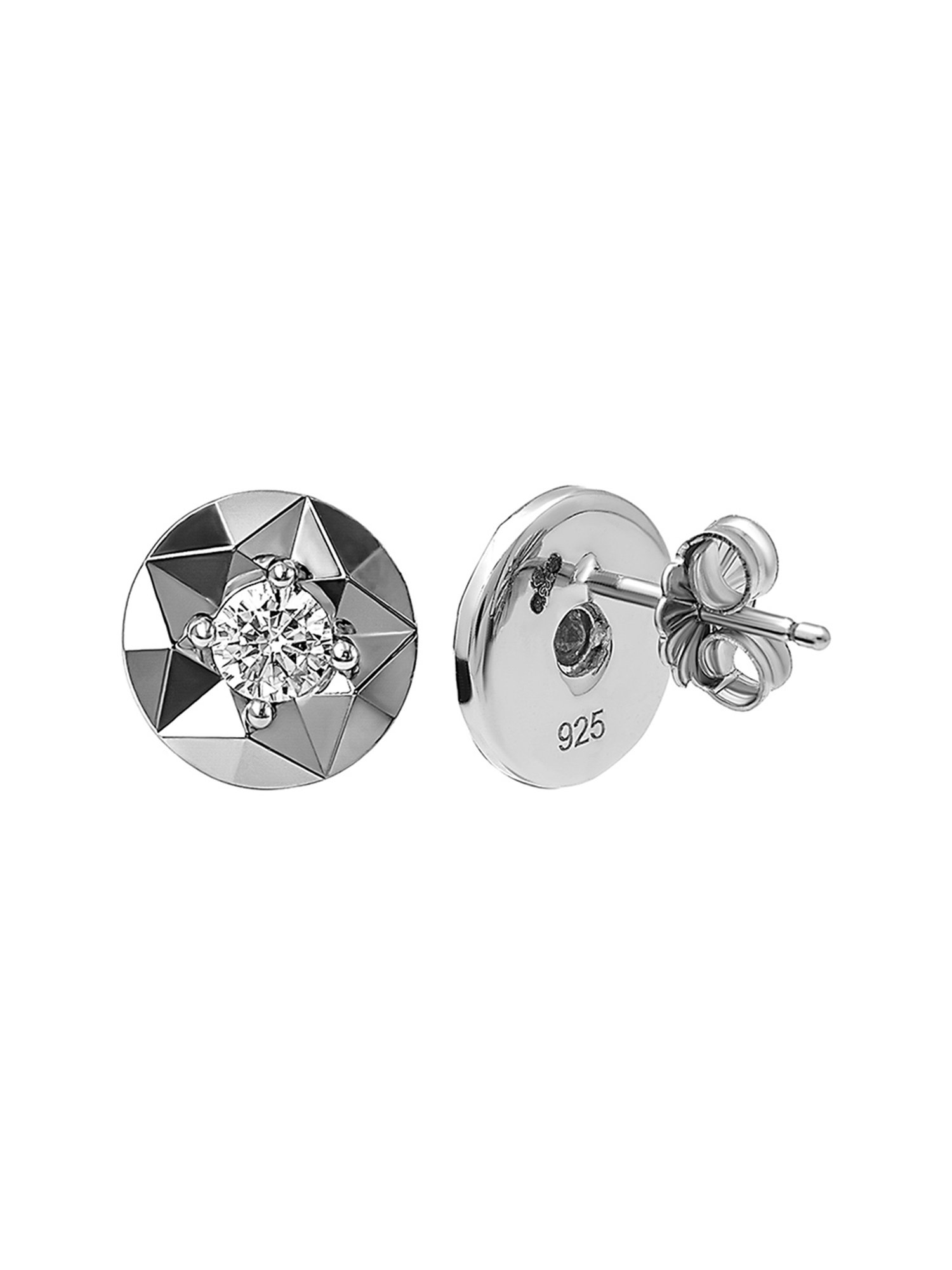 Silberry 92.5 Sterling Silver Gemisphere Stud Earrings for Women
