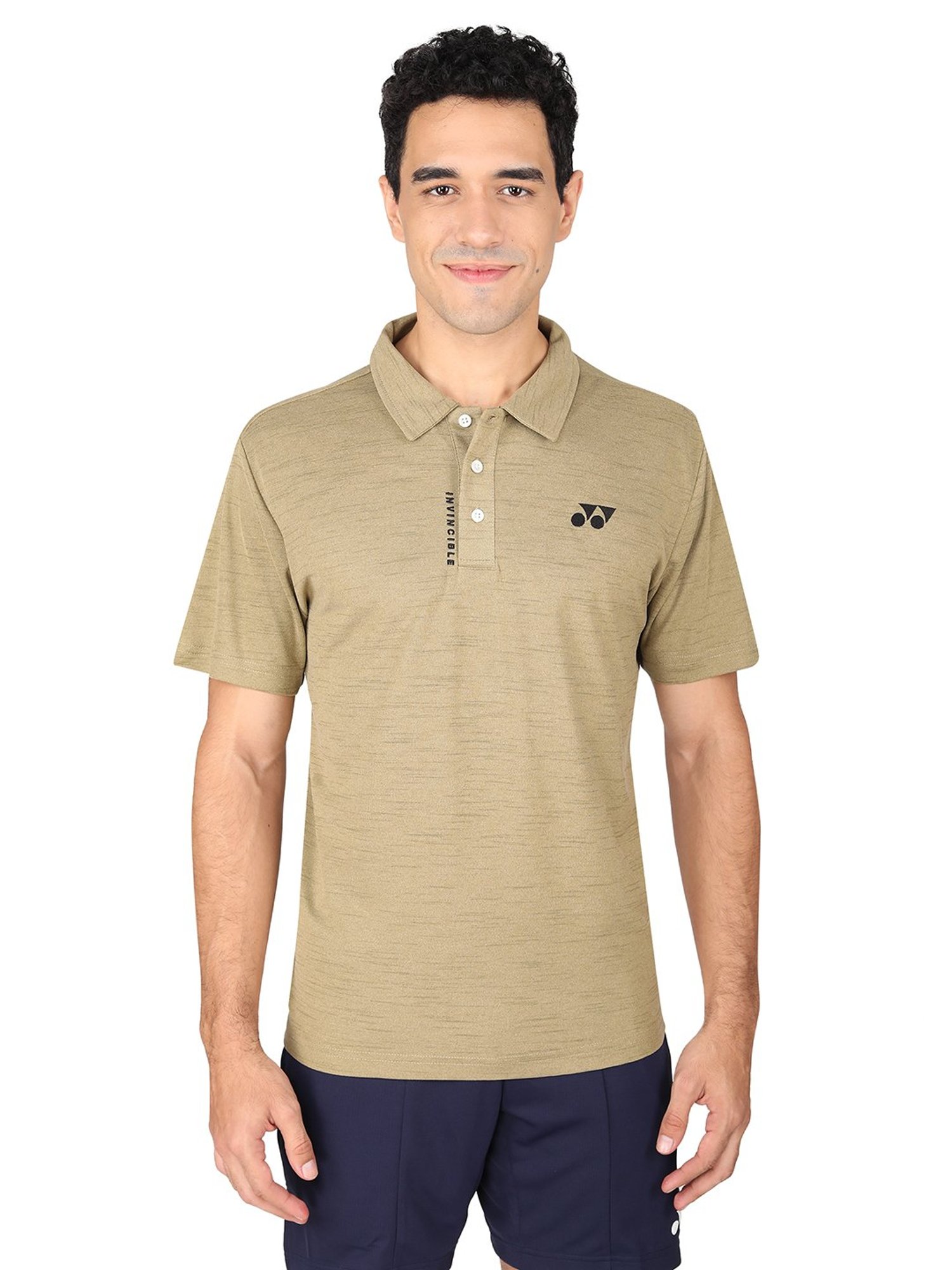Yonex Khaki Regular Fit Badminton Polo T-Shirt