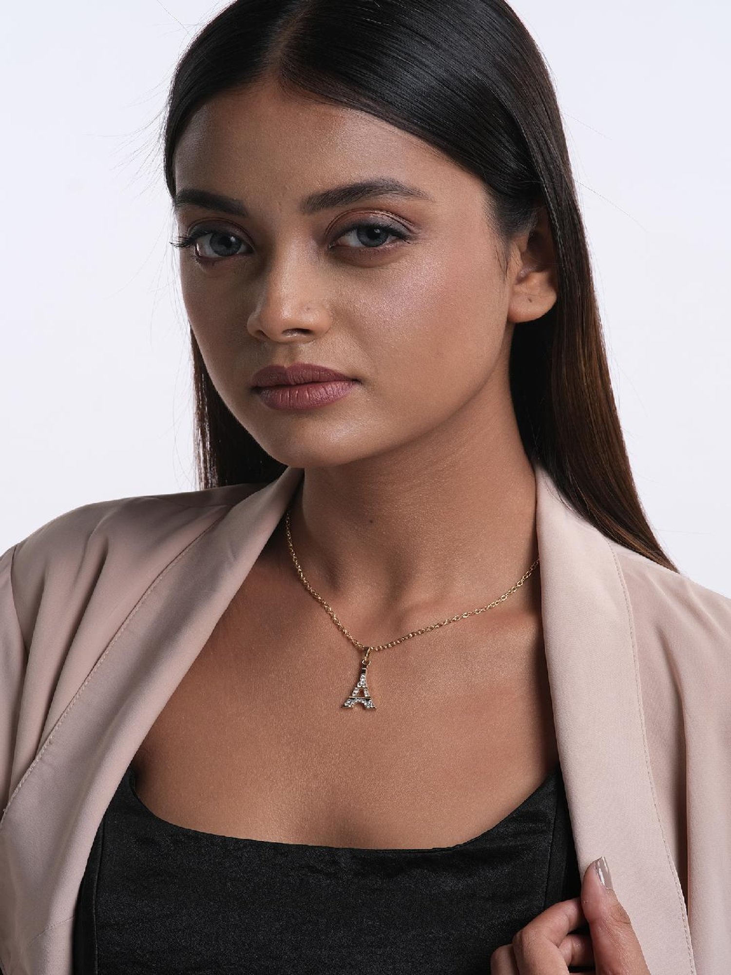 Jewelz Trendsetting Gold Western Necklace With Delicate Eiffle Tower Charm for Women