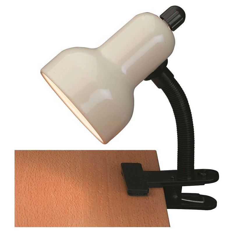 Clip-On 1 Light Desk Lamp with Ivory Shade - Lite Source