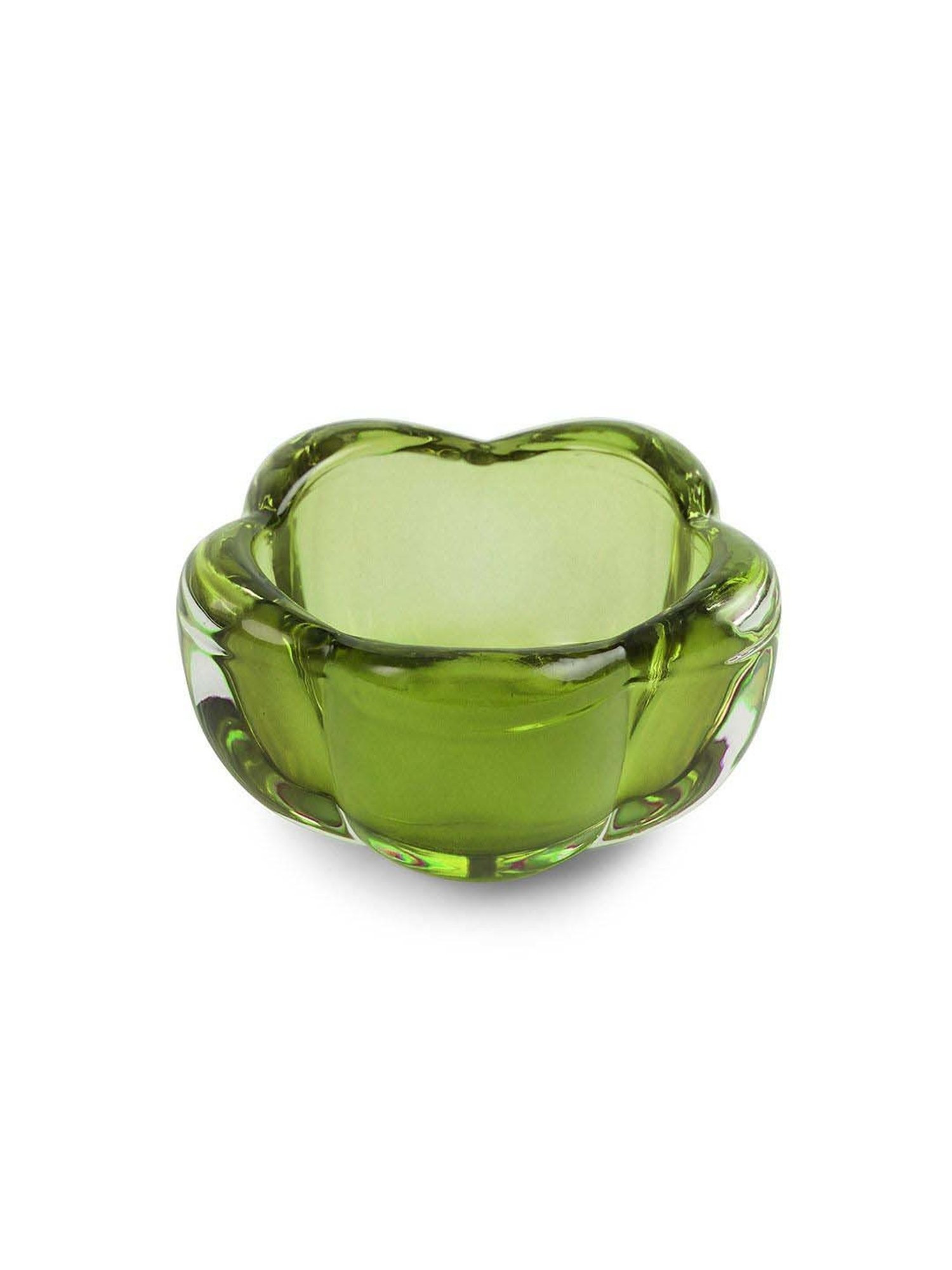 Pure Home and Living Green Glass Flower Shaped Tealight Holders - Set of 4
