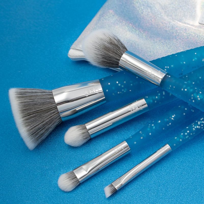 MODA Brush Frozen Fantasy 12pc Makeup Brush Bundle with Holographic Zip Case, Includes - Flat Kabuki, Accentuate, Super Crease,  and Smoky Eye Brushes