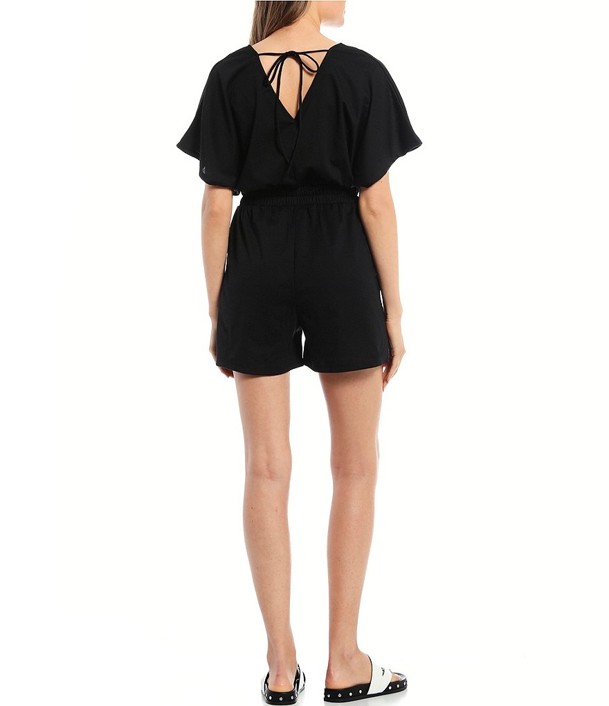 Good Luck Gem Short Flutter Sleeve Smocked Romper
