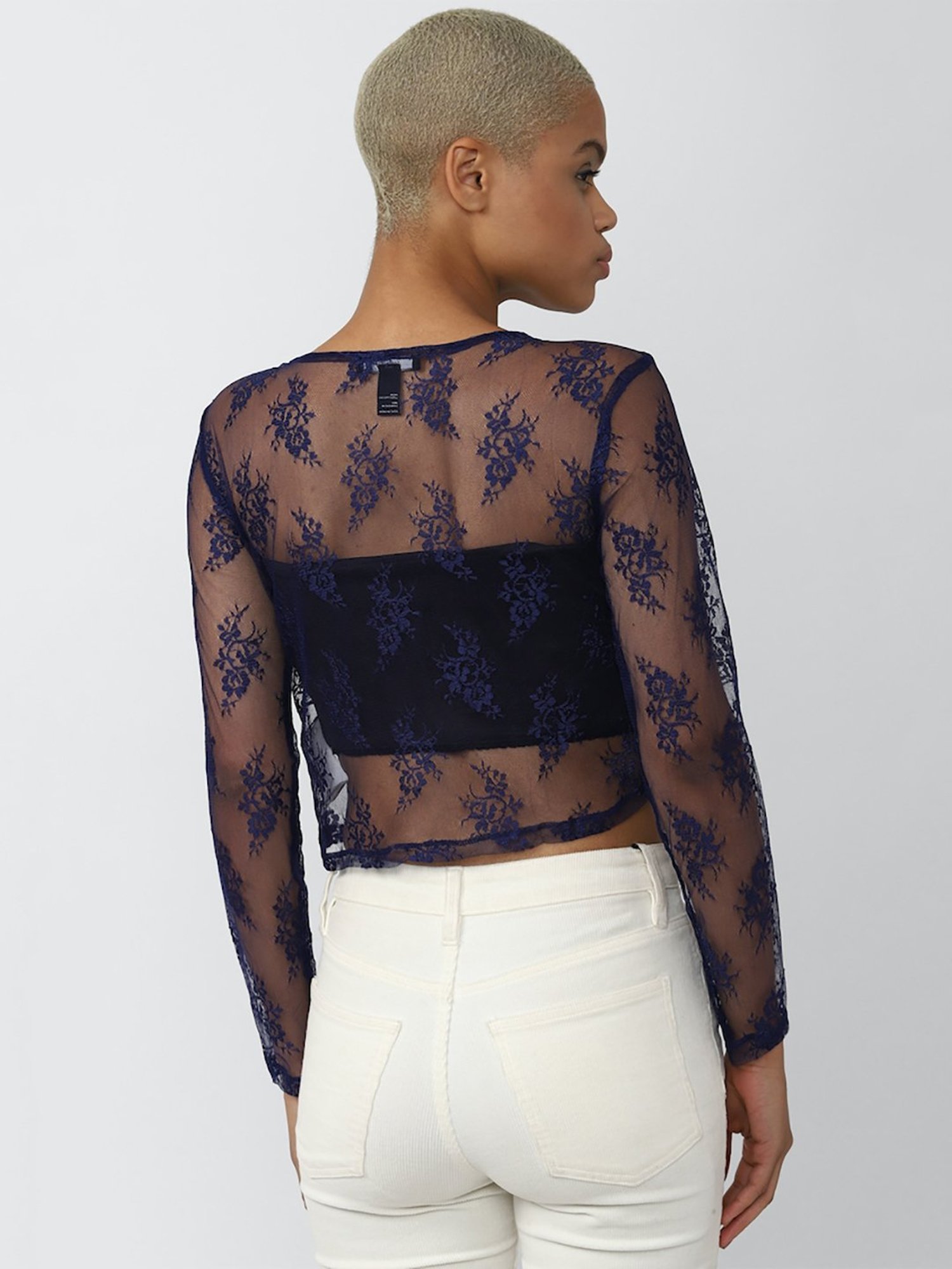 Forever 21 Navy Lace Crop Top