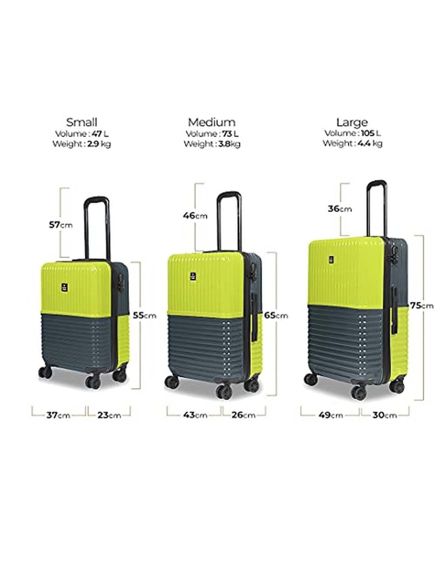 Nasher Miles Istanbul Hard-Sided Polycarbonate Se of2 Trolley Bags (55 & 65 cm) (Lime Green-Olive)