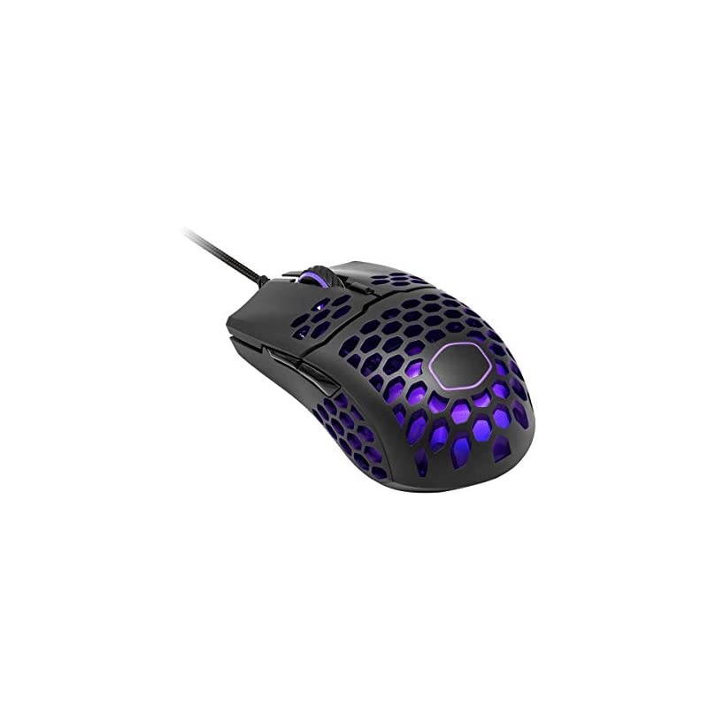 MM711 RGBLED Lightweight 60g Wired Gaming Mouse 16000 DPI Optical Sensor 20 Million Click Omron Switches Smooth Glide PTFE Feet and Ambidextrous Honeycomb Shell Matte Black