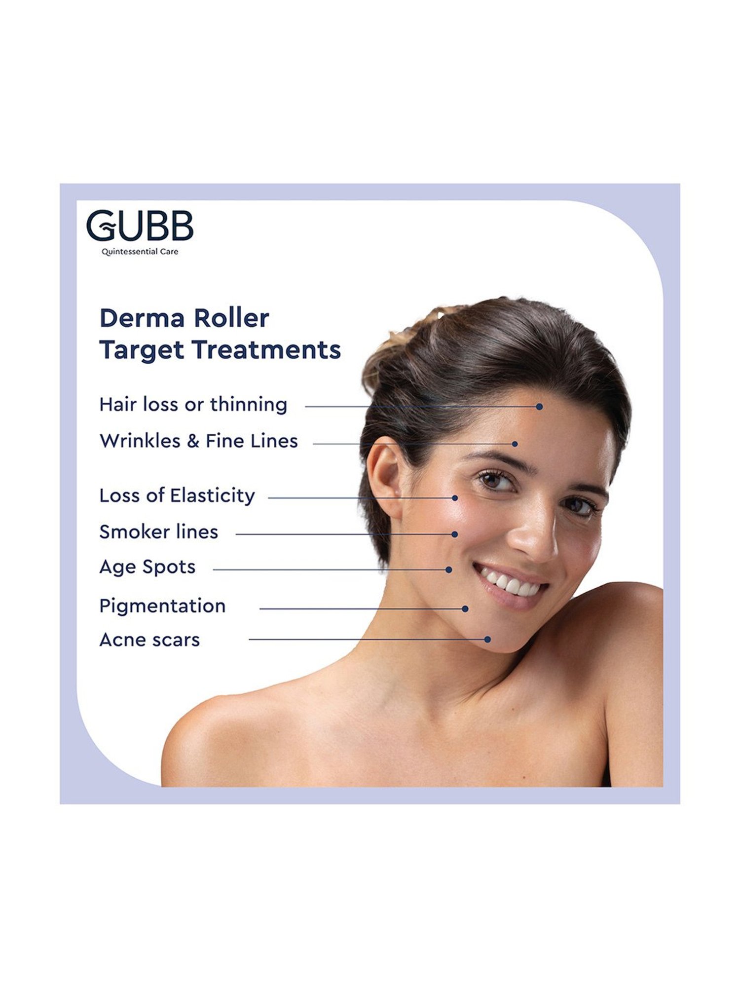 GUBB Derma Roller 0.5mm for Hair Regrowth & Skin Aging, 540 Micro Needles Roller - Golden
